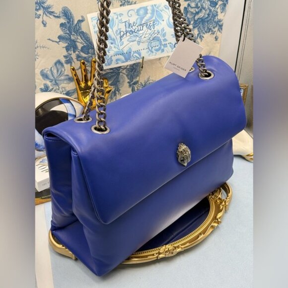 🆕 KURT GEIGER LONDON 🧿 NWT XXL Kew Leather Bag, Deep Blue - Picture 4 of 15